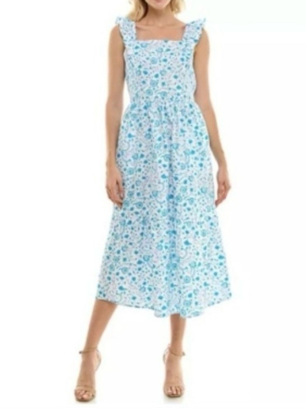 Draper James Dress Blue White Floral Print Sundress Cotton Size XXL Vacation NWT